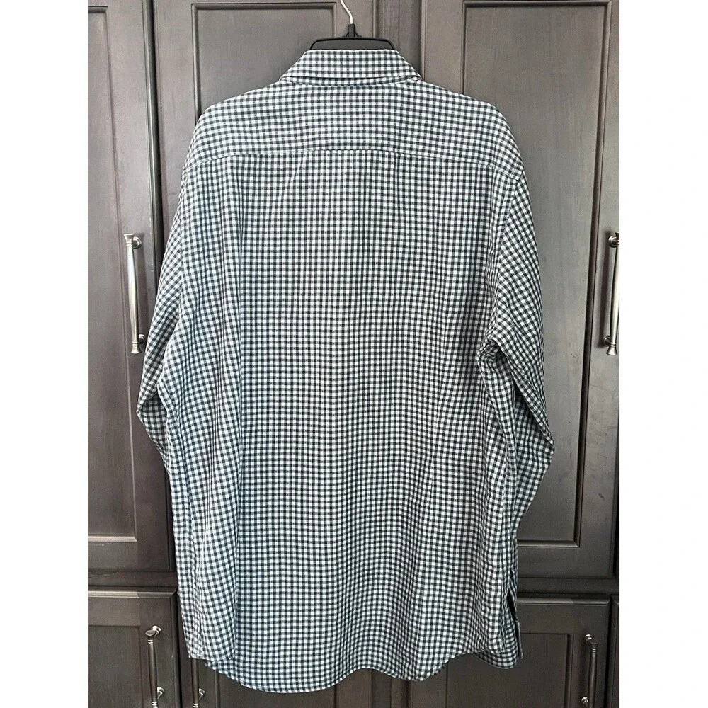 Banana Republic Soft Wash Tailored Slim Fit Shirt Mens L Teal Check Button Up